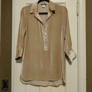 Anthropologie, Blue Tassel, velvet l/s blouse